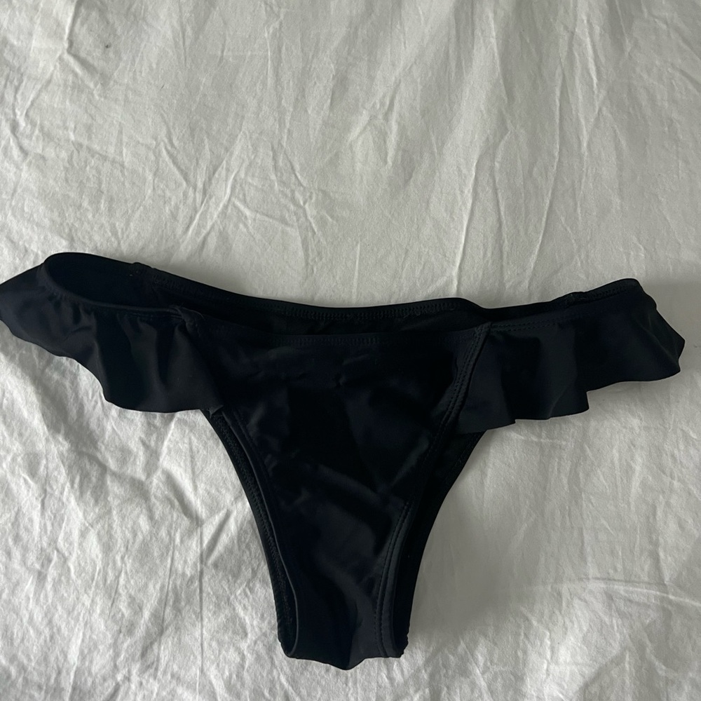 Express black ruffle cheeky bikini bottoms